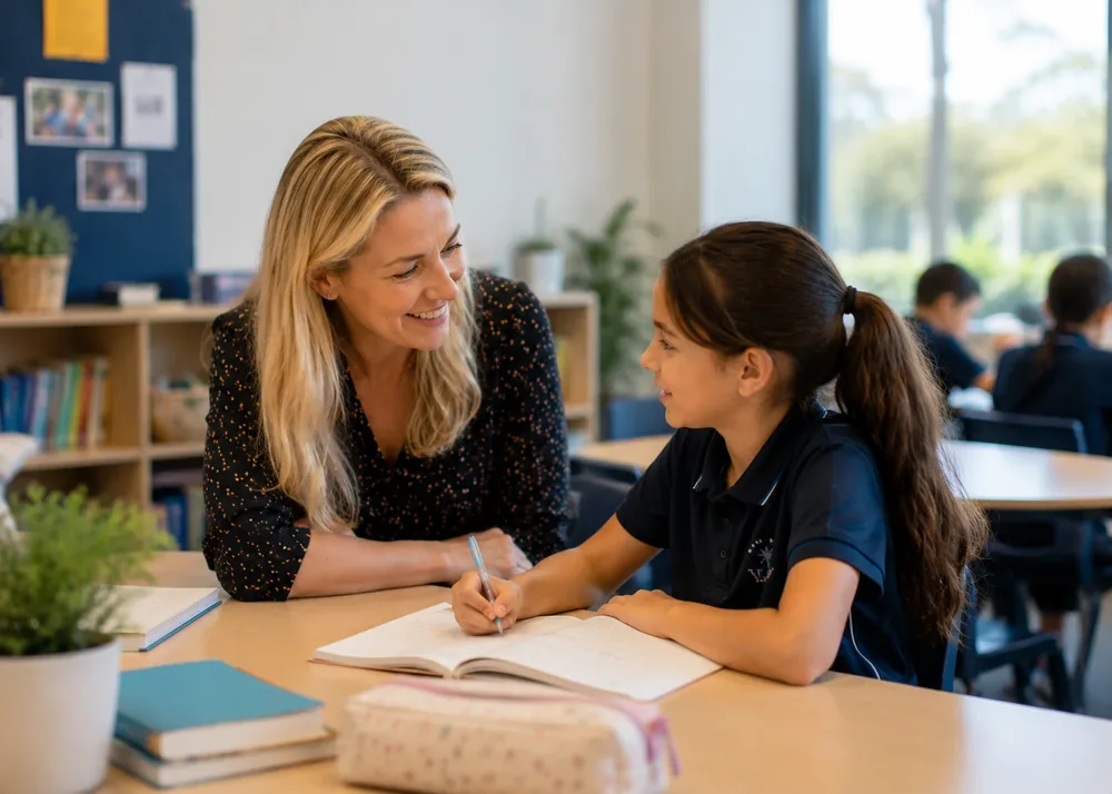 A student using a wellbeing check-in